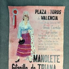 Carteles Toros: FACSIMIL. PLAZA DE TOROS DE VALENCIA MANOLETE, GITANILLO DE TRIANA, DOMINGUIN (A.1947)