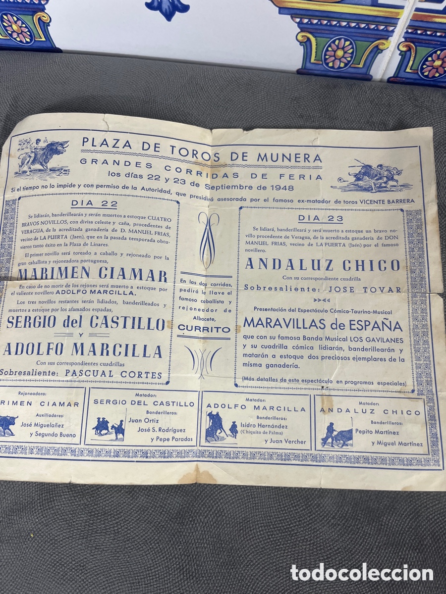 Carteles toros: Cartel de toros de Munera 1948 - Foto 2