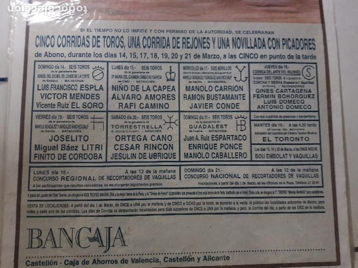 Carteles toros: PLAZA DE TOROS DE CASTELLON 93 - Foto 2