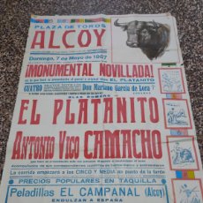 Carteles Toros: CARTEL GRANDE TOROS EN ALCOY 1967 - MONUMENTAL NOVILLADA - PRESENTACIÓN DE CAMACHO DE ALCOY