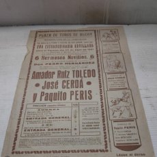 Carteles Toros: CARTEL TOROS EN ALCOY 1941 - UNA EXTRAORDINARIA NOVILLADA - TOLEDO,CERDA Y PERIS