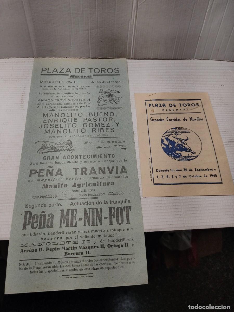 Carteles toros: Cartel y Programa Toros Algemesi 1945 - BUENO, PASTOR,GOMEZ Y RIBES - Foto 1