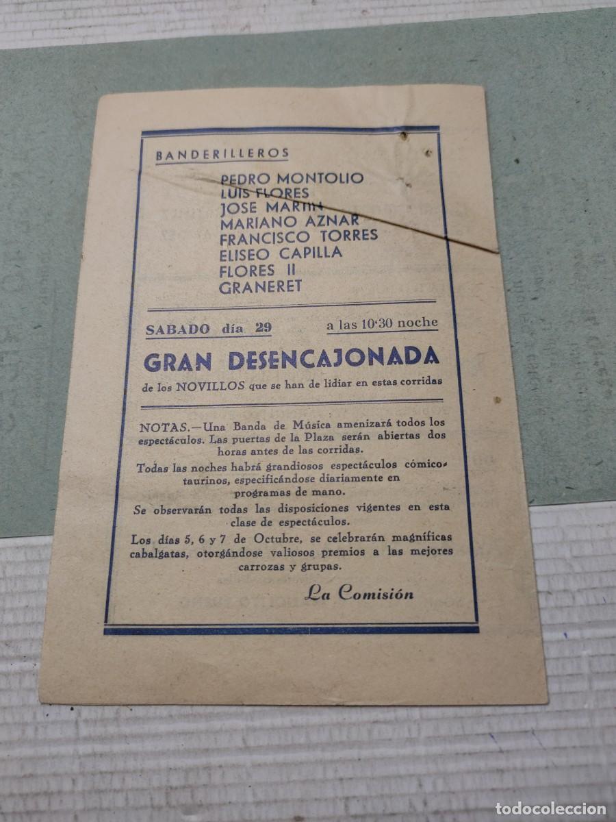 Carteles toros: Cartel y Programa Toros Algemesi 1945 - BUENO, PASTOR,GOMEZ Y RIBES - Foto 5