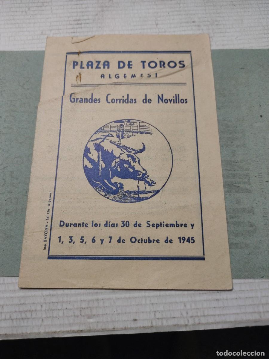 Carteles toros: Cartel y Programa Toros Algemesi 1945 - BUENO, PASTOR,GOMEZ Y RIBES - Foto 6
