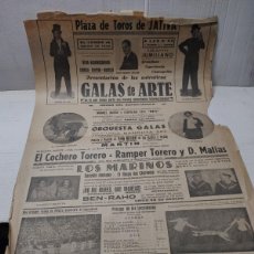 Carteles Toros: CARTEL TOROS JATIVA 1943 - GALAS DE ARTE Y BECERROS