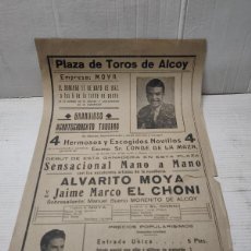 Carteles Toros: CARTEL PLAZA DE TOROS ALCOY 1942 - GRANDIOSO ACONTECIMIENTO TAURINO