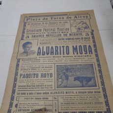 Carteles Toros: CARTEL TOROS ALCOY 1941 - GRANDIOSO FESTIVAL TAURINO - ALVARITO MOYA Y PAQUITO ROYO
