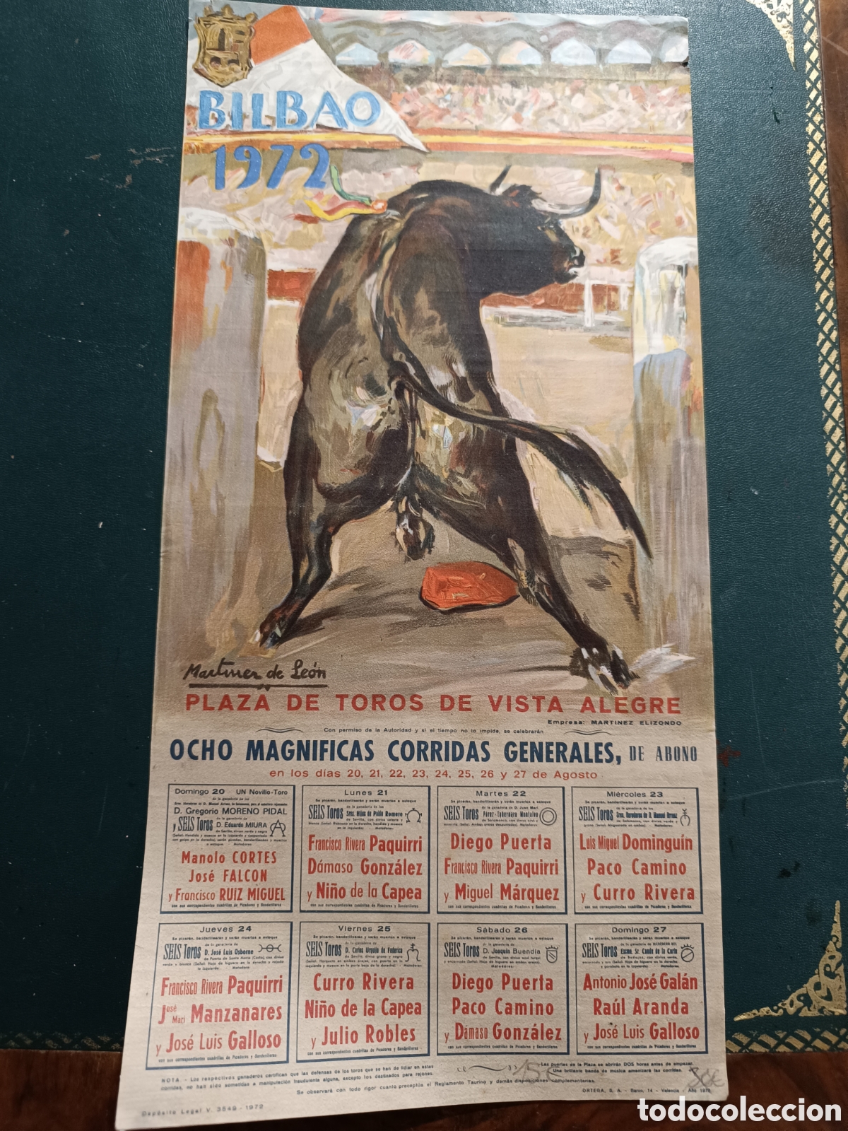 Carteles toros: Cartel de toros Bilbao 1972 - Foto 1