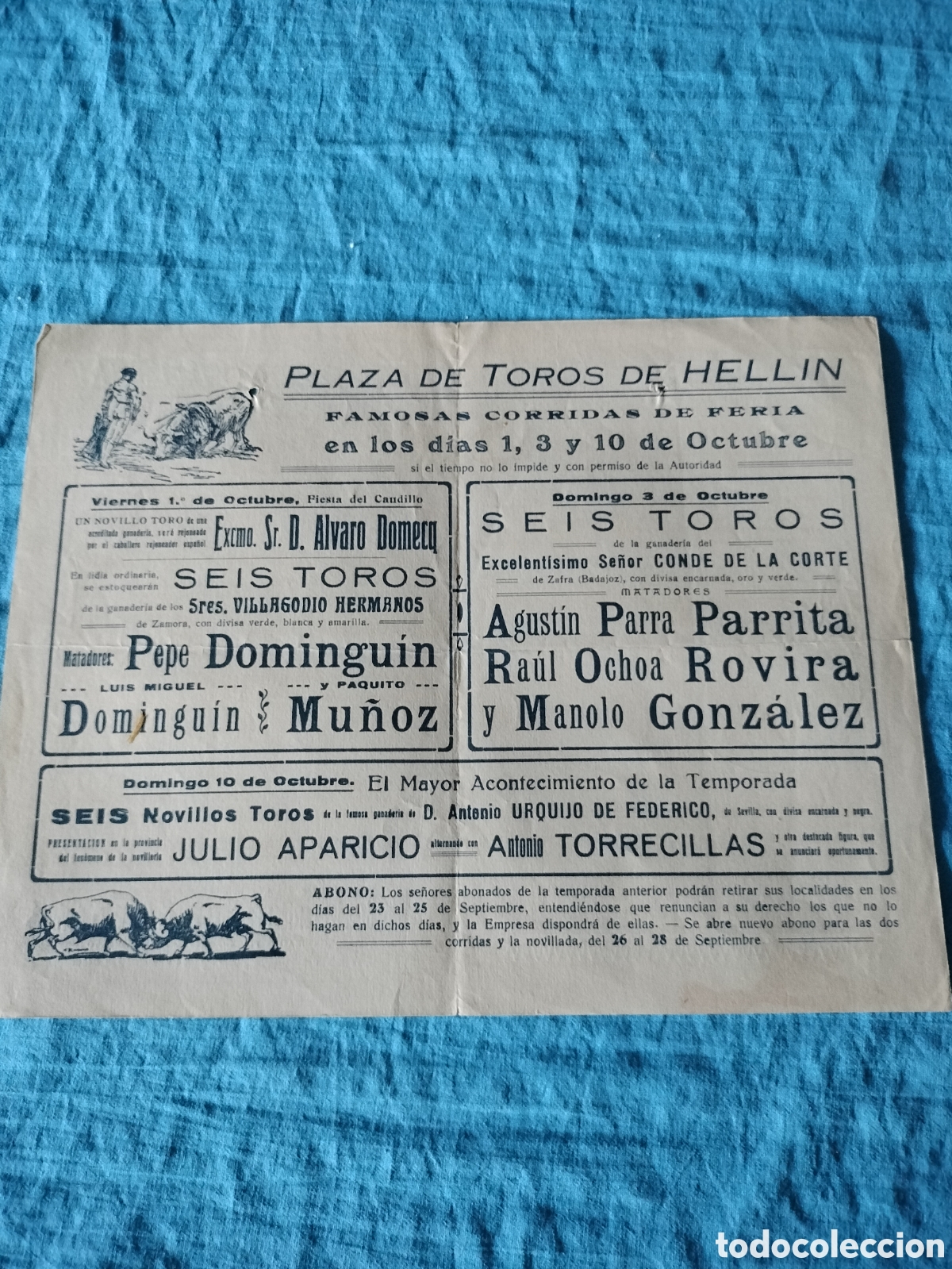 Carteles toros: PLAZA DE TOROS DE HELLIN 1948 - Foto 2