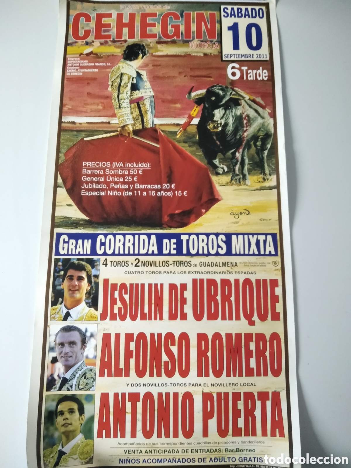 Carteles toros: CARTEL DE TOROS EN CEHEG&Iacute;N - Foto 1