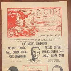 Carteles Toros: CARTEL DE TOROS DE PLAZA DE ACHO (LIMA) TEMPORADA DE 1952. LUIS MIGUEL DOMINGUIN, ANTONIO ORDOÑEZ, R