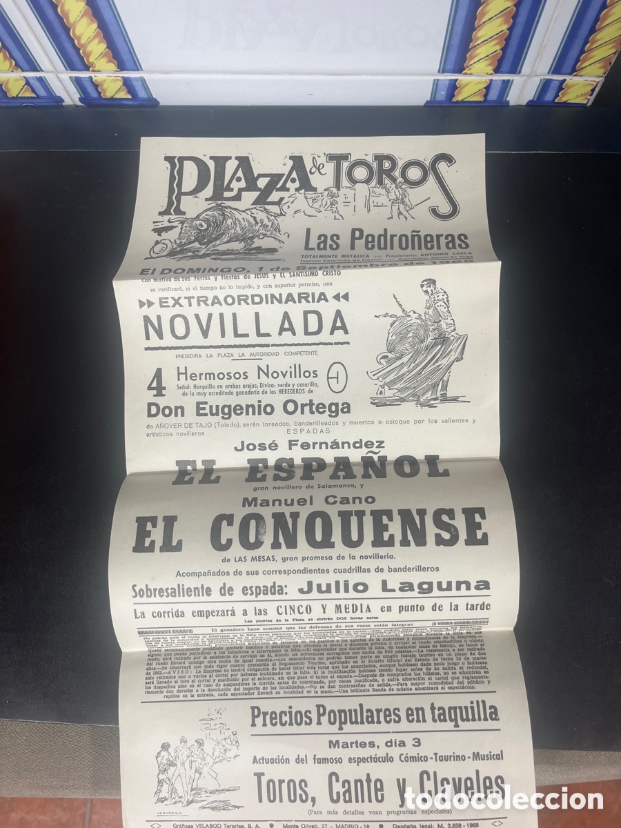 Carteles toros: Cartel de toros de Pedrońeras 1968 - Foto 1