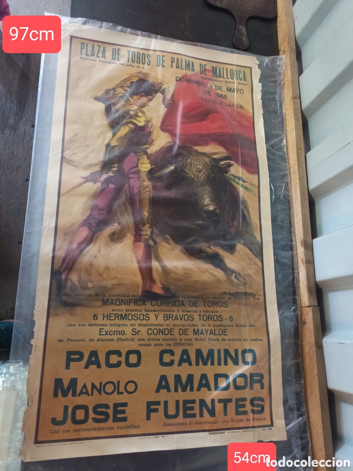 Carteles toros: CARTEL DE TOROS, Palma de Mallorca 1966 - Foto 1
