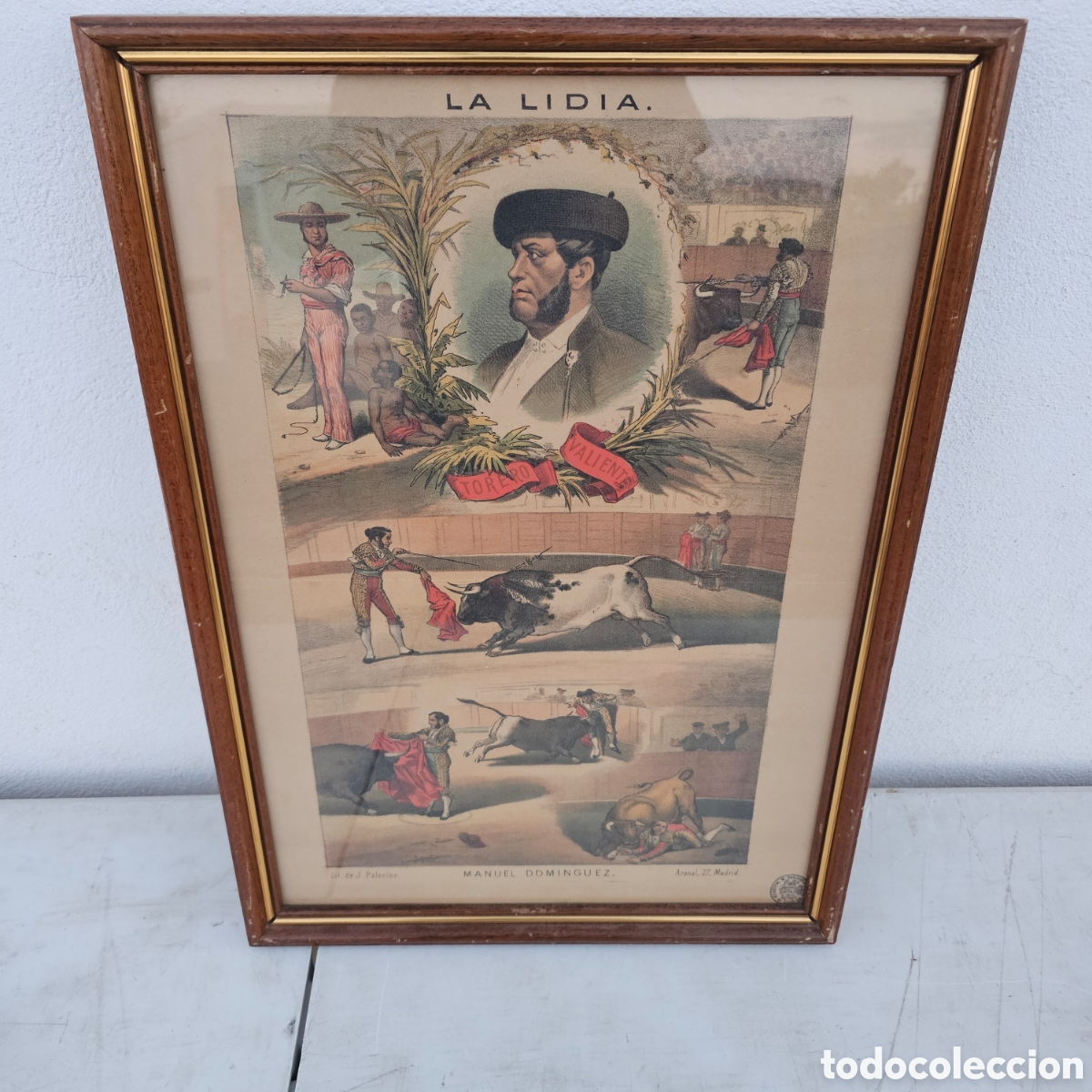 Carteles toros: LITOGRAF&Iacute;A DE J. PALACIOS TITULADA LA LIDIA - Foto 1