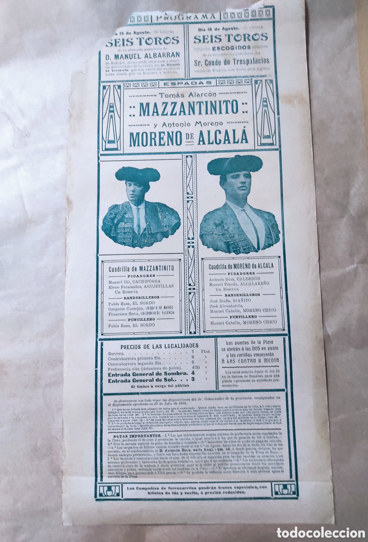 Carteles toros: Cartel Toros Almendralejo 1912 - Foto 5