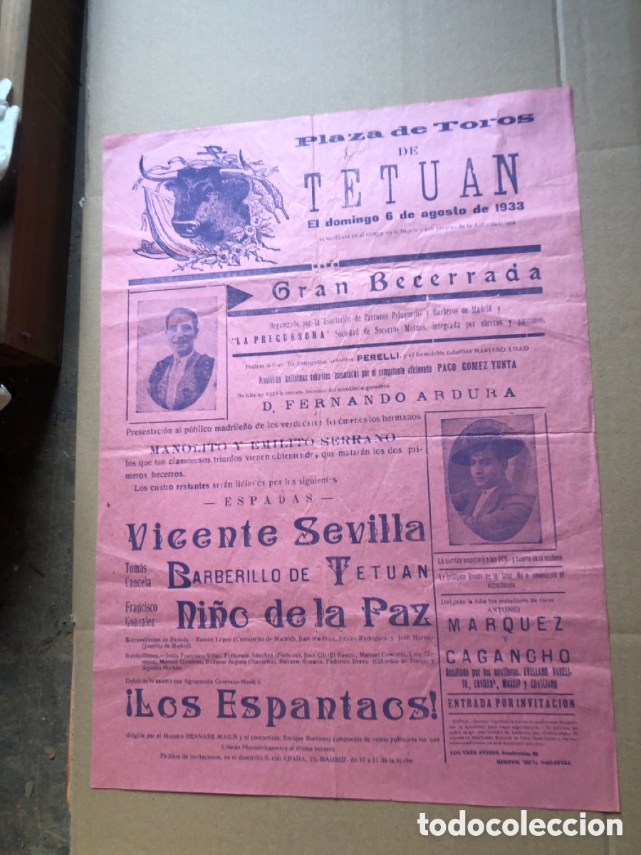 Carteles toros: PLAZA DE TOROS DE TETUAN 1933 - Foto 1