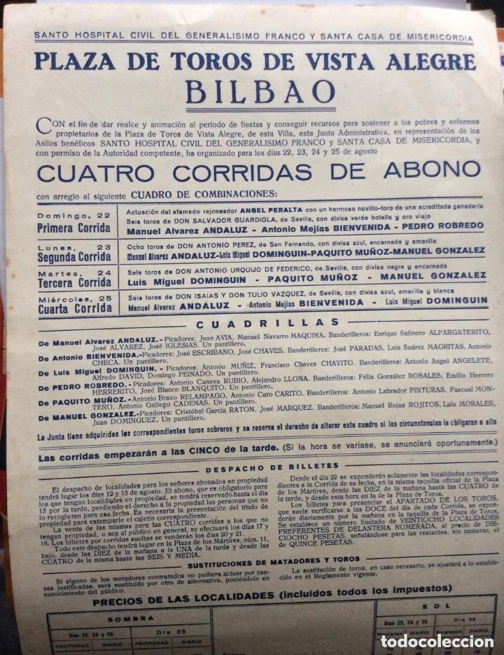 Carteles toros: Cartel de toros Bilbao 1948 - Foto 2