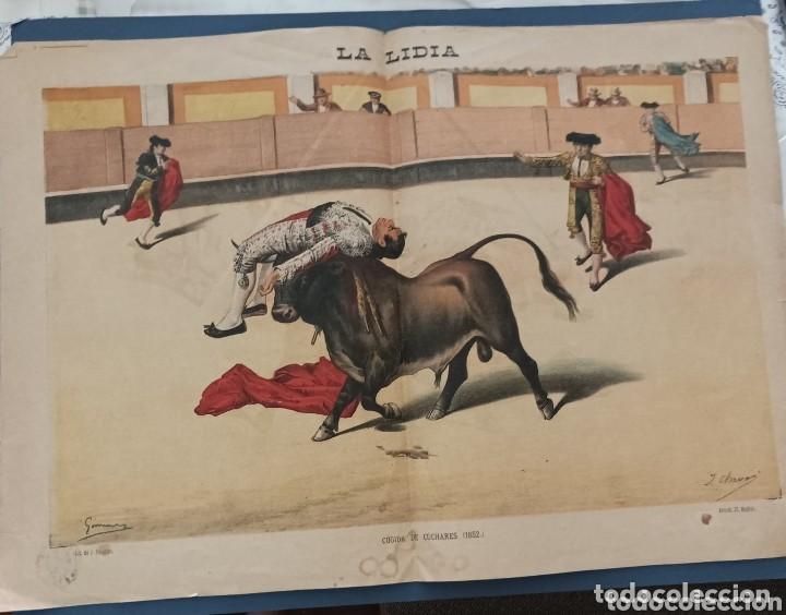 Carteles toros: La Lidia - Cogida de Cucharas 1852 - Foto 1