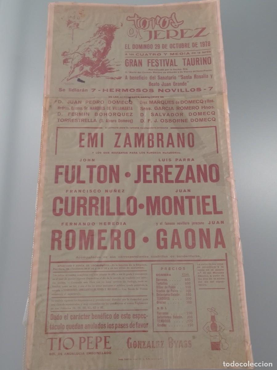 Carteles toros: CARTEL DE TOROS PLAZA DE JEREZ 29 DE OCTUBRE 1978 REJONEADORA EMI ZAMBRANO