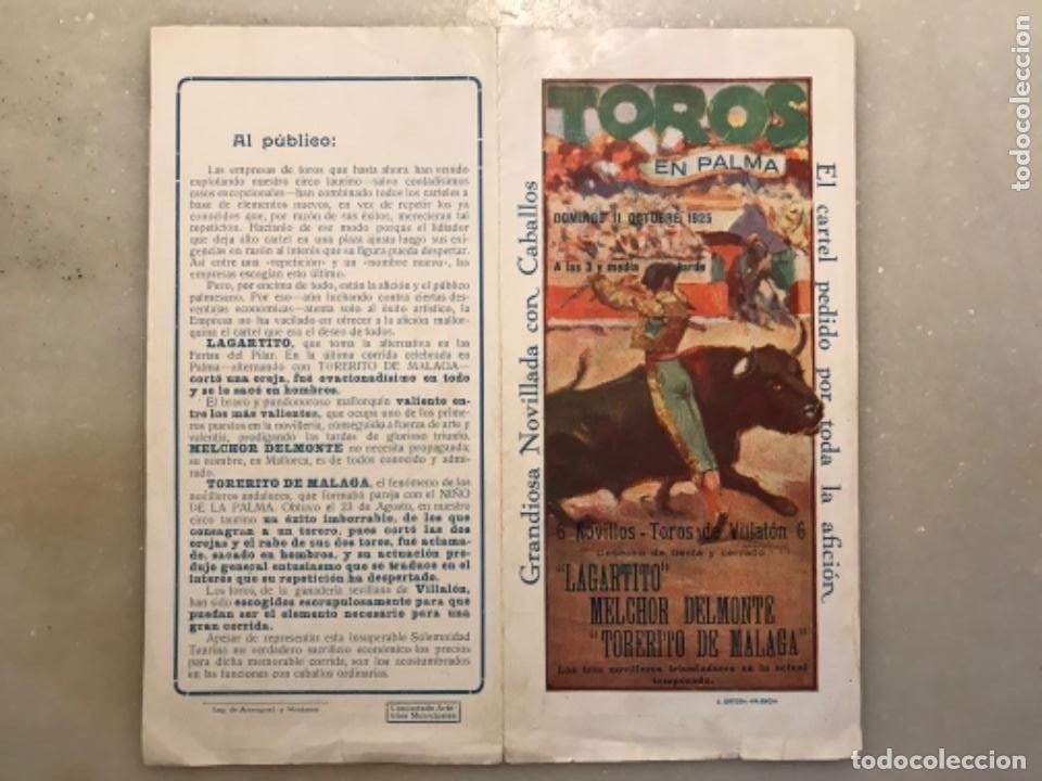Carteles toros: Programa diptico toros Palma Mallorca1925, Lit. Ortega Valencia - Foto 1