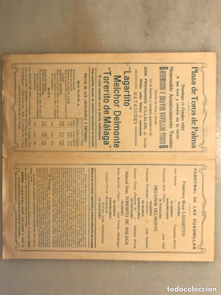 Carteles toros: Programa diptico toros Palma Mallorca1925, Lit. Ortega Valencia - Foto 2