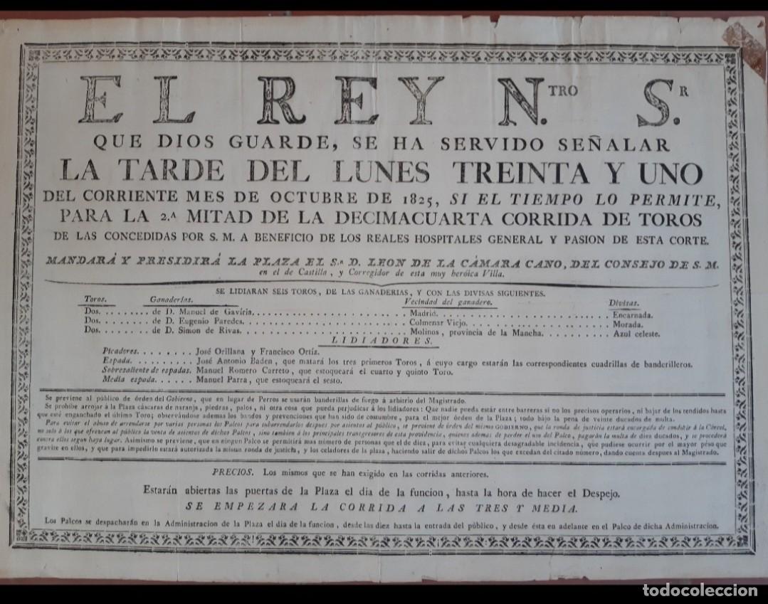 Carteles toros: Cartel corrida de toros 1825 - Foto 1