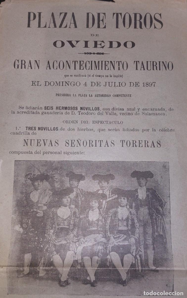 Carteles toros: PROGRAMA PLAZA DE TOROS DE OVIEDO. 4 DE JULIO DE 1897 - Foto 3