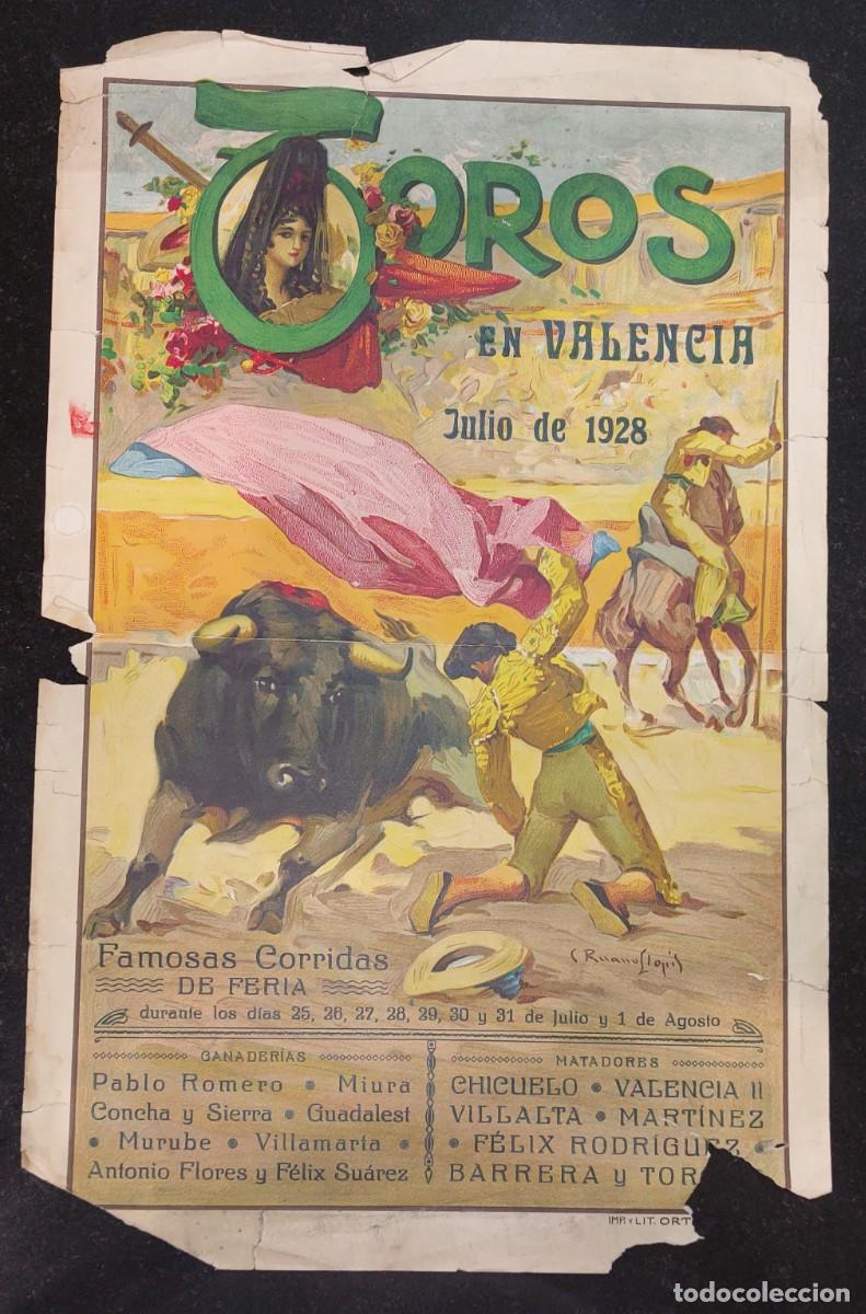 Carteles toros: CARTEL DE TOROS EN VALENCIA . JUNIO DE 1928 - Foto 1