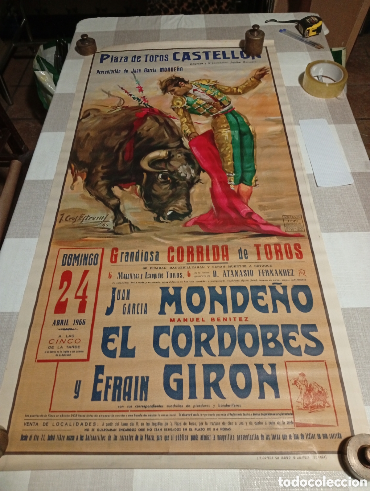Carteles toros: Cartel de Toros en Castell&oacute;n 1966 - Foto 1