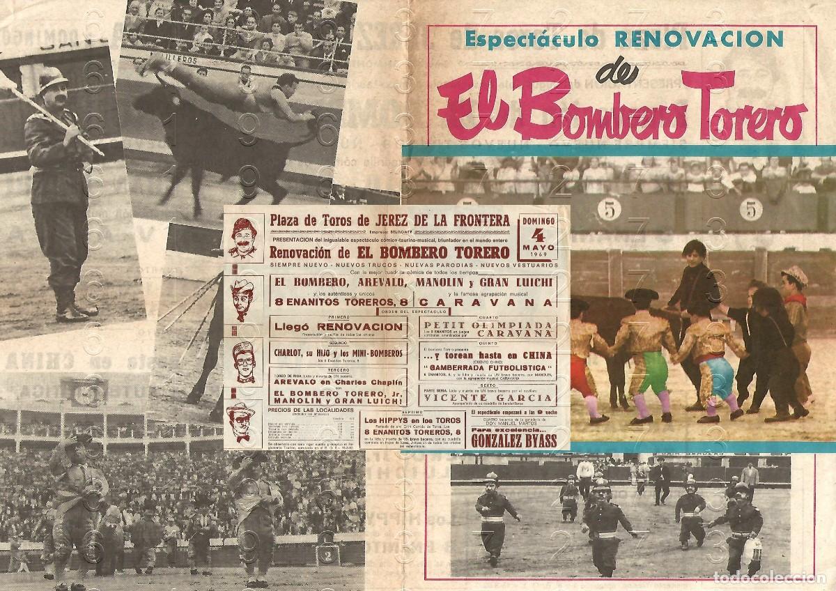 Cartazes Touros: JEREZ DE LA FRONTERA 4 MAYO 1969 CARTEL TOROS BOMBERO TORERO F43