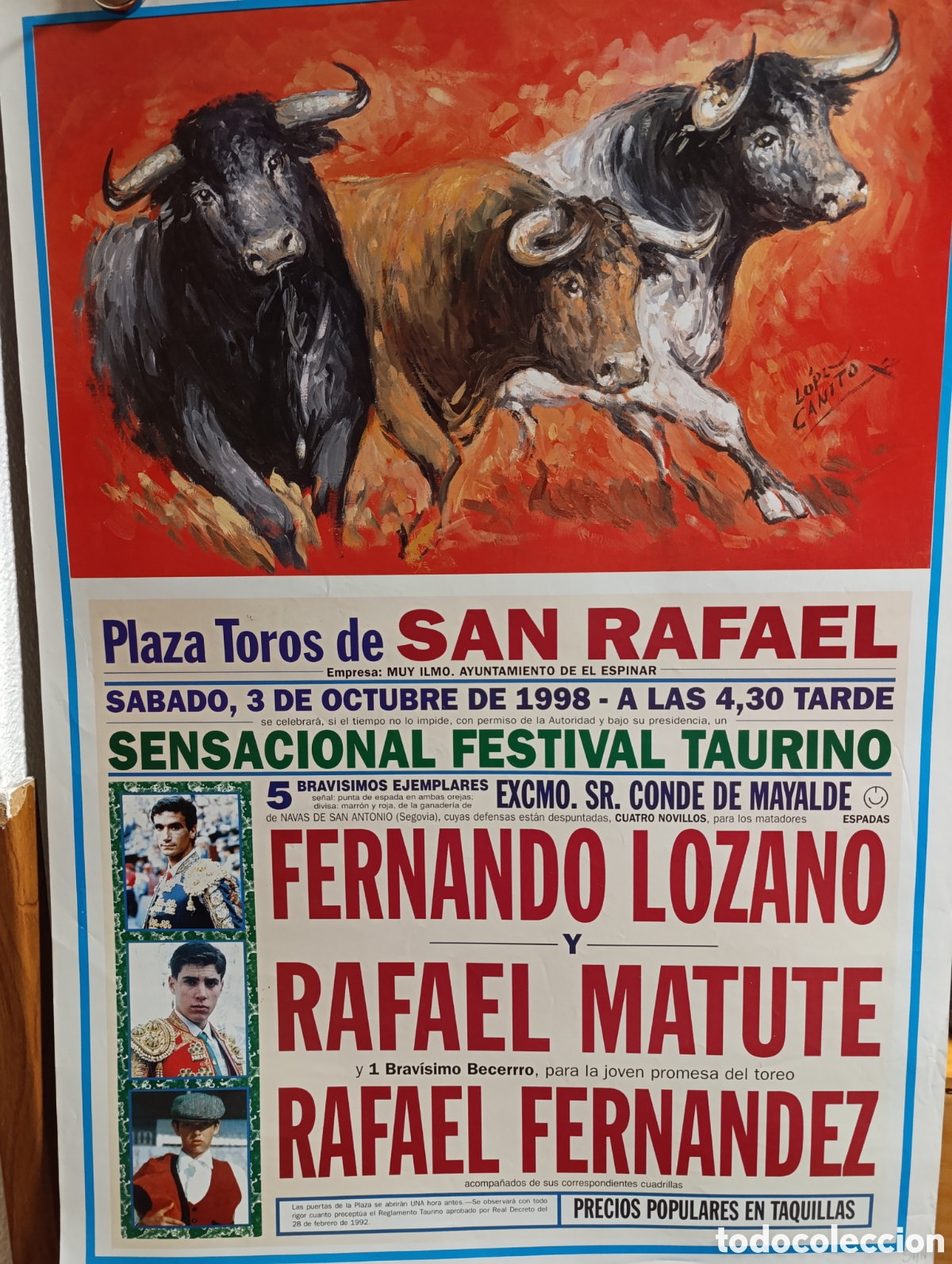 Carteles toros: Plaza de Toros de San Rafael, El Espinar. - Foto 1