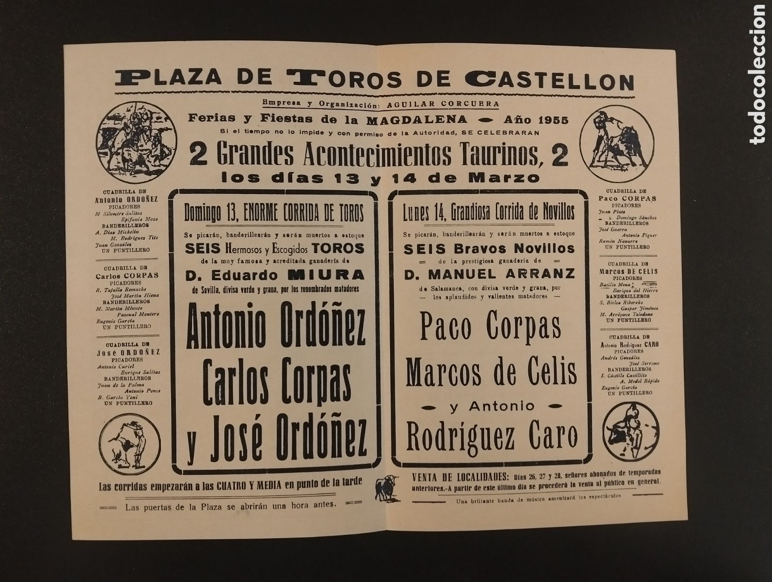 Carteles toros: LOTE DE 6 PROGRAMAS DE MANO - PLAZA DE TOROS CASTELLON - Foto 4