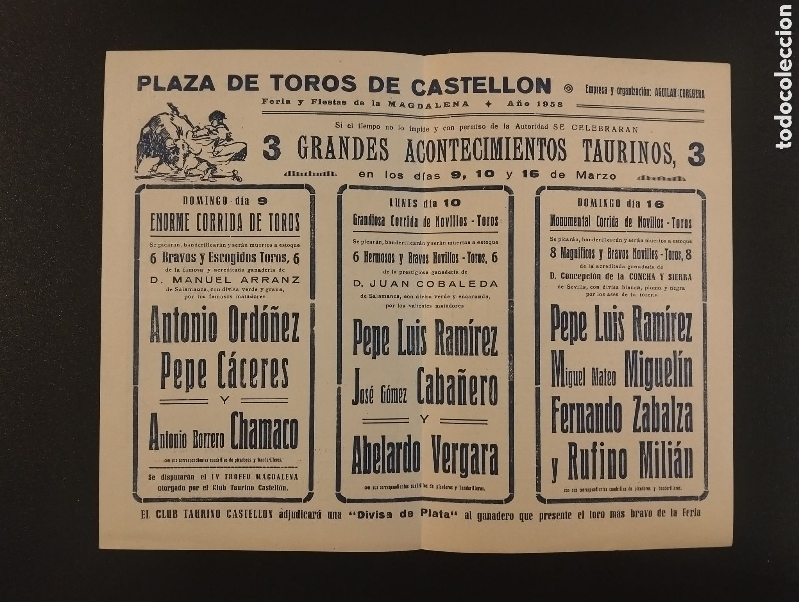 Carteles toros: LOTE DE 6 PROGRAMAS DE MANO - PLAZA DE TOROS CASTELLON - Foto 7