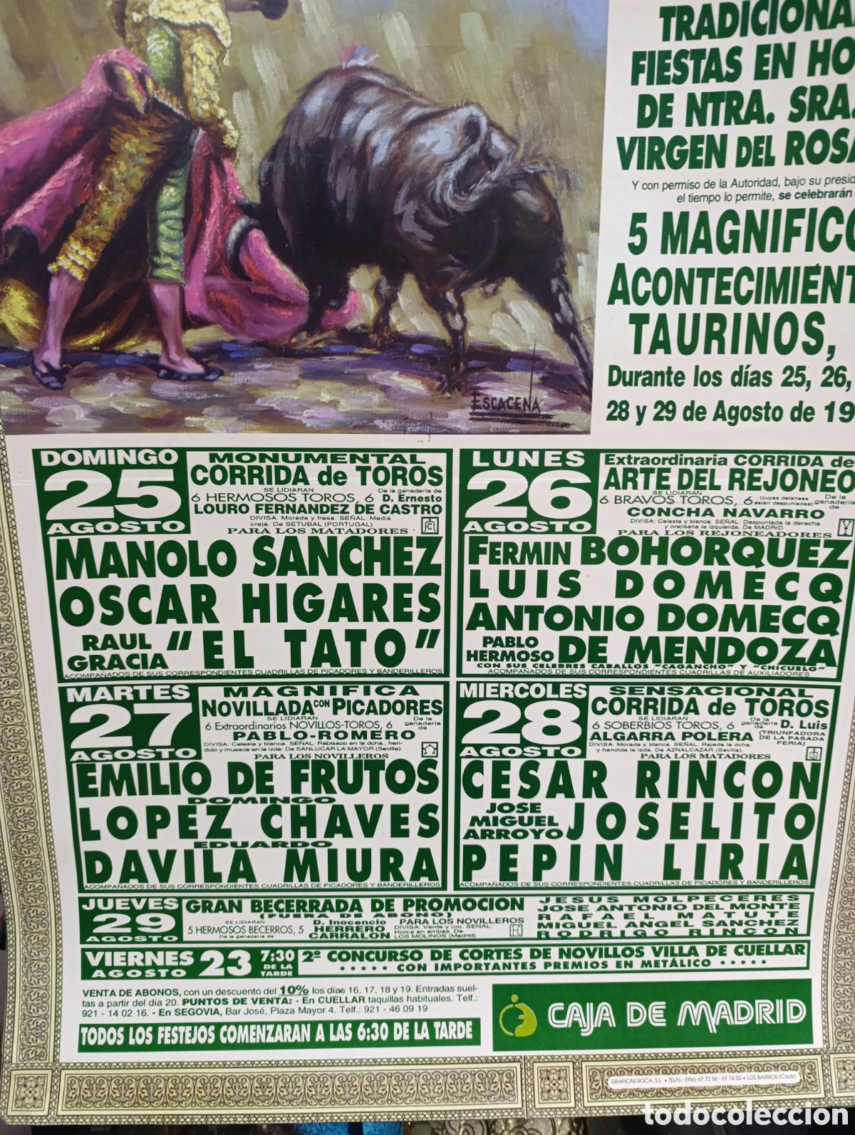 Carteles toros: Plaza de Toros de Cu&eacute;llar de 1996. - Foto 4