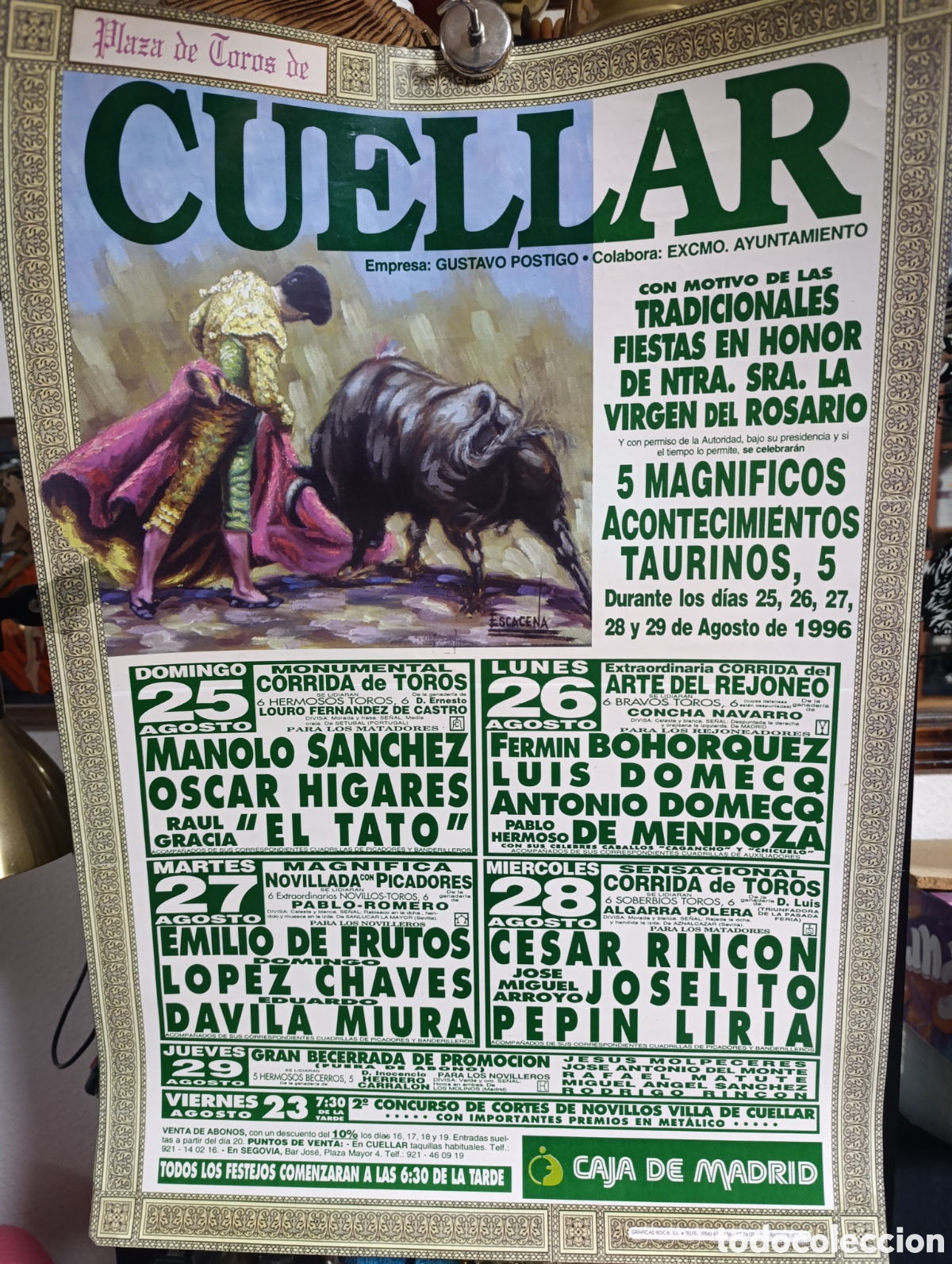 Carteles toros: Plaza de Toros de Cu&eacute;llar de 1996. - Foto 1