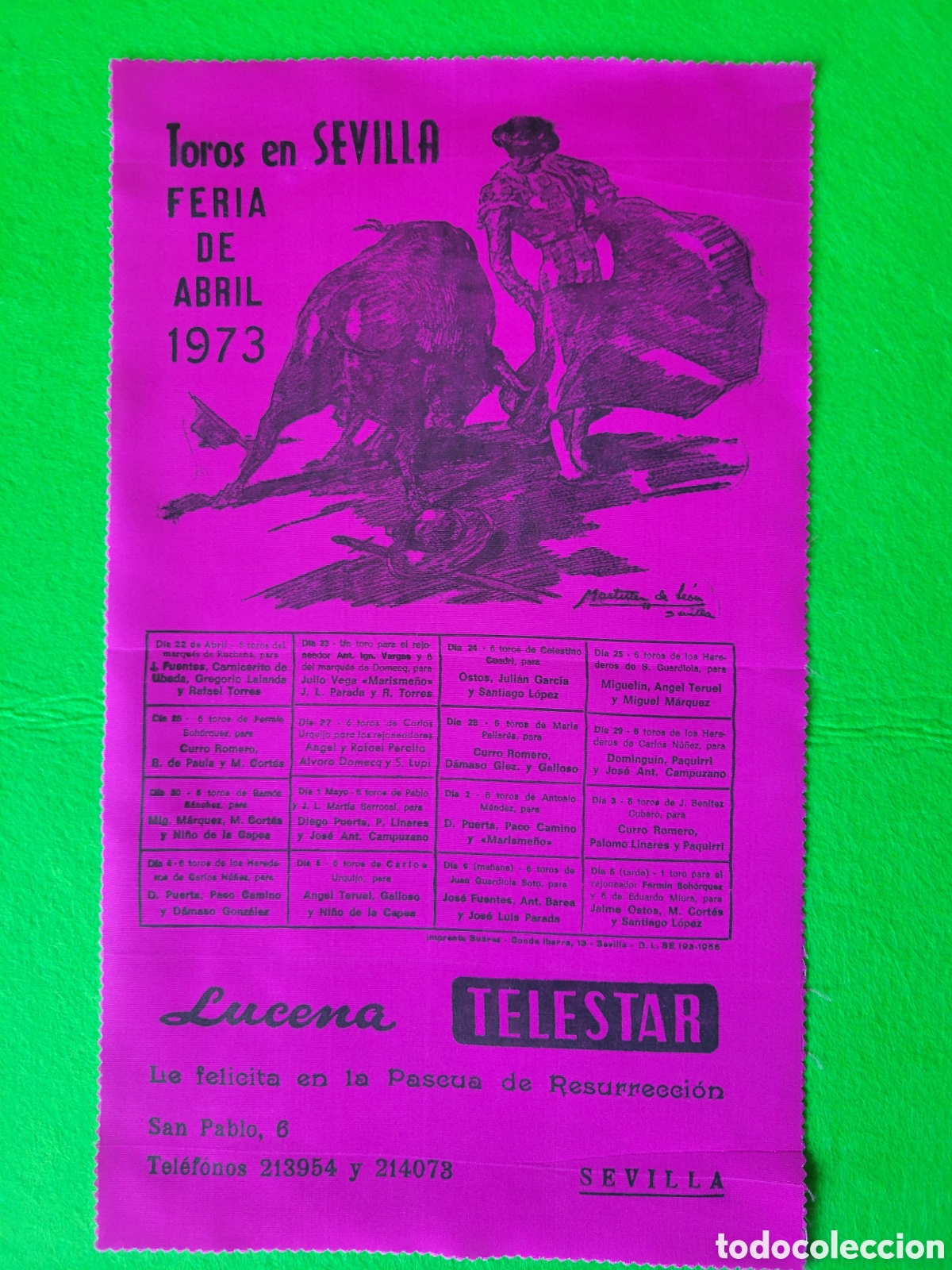Carteles toros: CARTEL DE TOROS PROGRAMA FERIA DE ABRIL DE SEVILLA 1973 - Foto 1