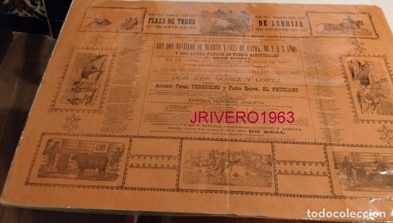 Carteles Toros: LEBRIJA, 1885, ESPECTACULAR CARTEL DE TOROS, PIEZA DE MUSEO, 63X43 CMS