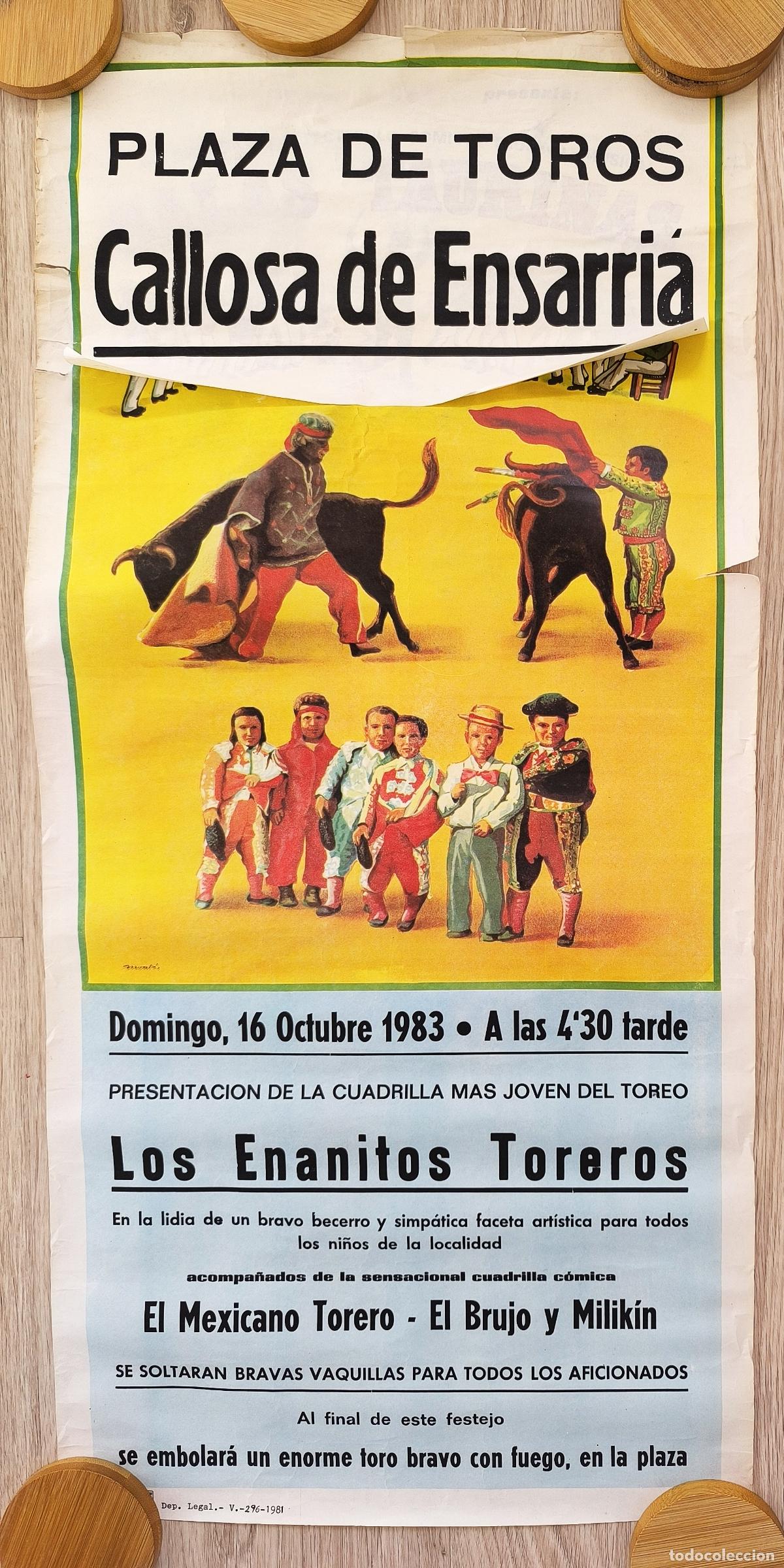 Carteles Toros: RW CARTEL PLAZA DE TOROS CALLOSA DE ENSARRIA ALICANTE 1983 LOS ENANITOS TOREROS EL BRUJO CT101