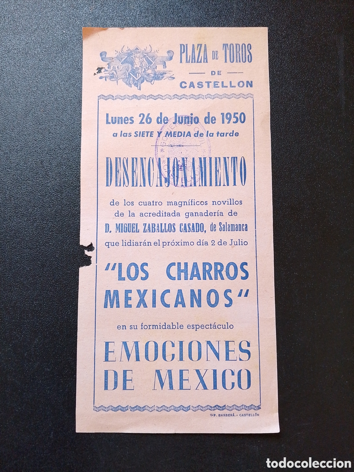 Carteles Toros: CARTEL PLAZA DE TOROS CASTELLON 26 JUNIO