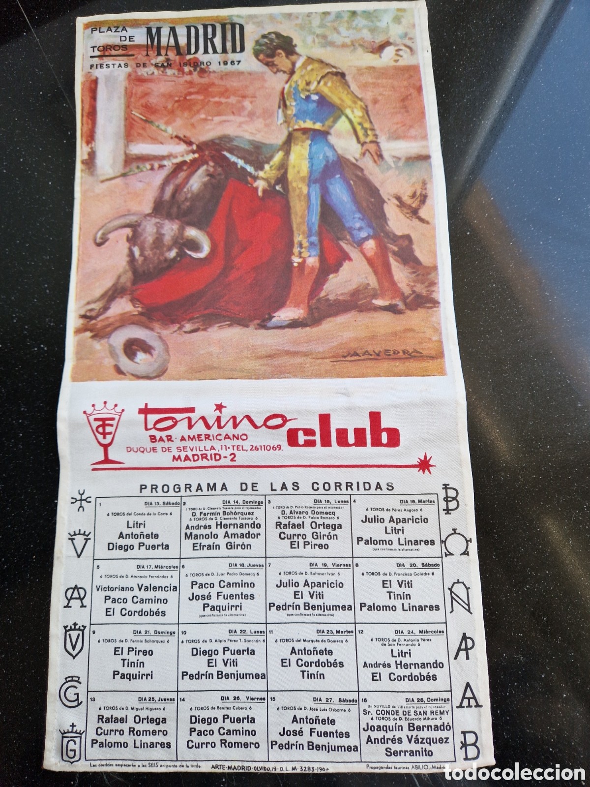 Carteles Toros: CARTEL CORRIDAS SAN ISIDRO A&Ntilde;O 1967