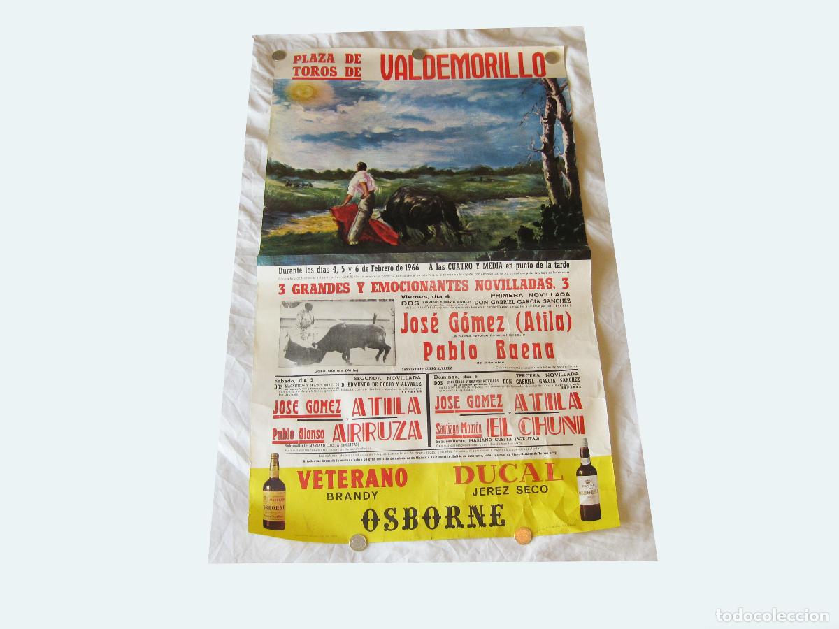 Carteles Toros: CARTEL DE TOROS DE LA PLAZA DE TOROS DE VALDEMORILLO. 1966
