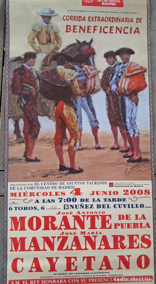 Carteles Toros: Cartel de toros. Madrid. 4 junio 2008. Corrida de Beneficencia. Morante, Manzanares, Cayetano