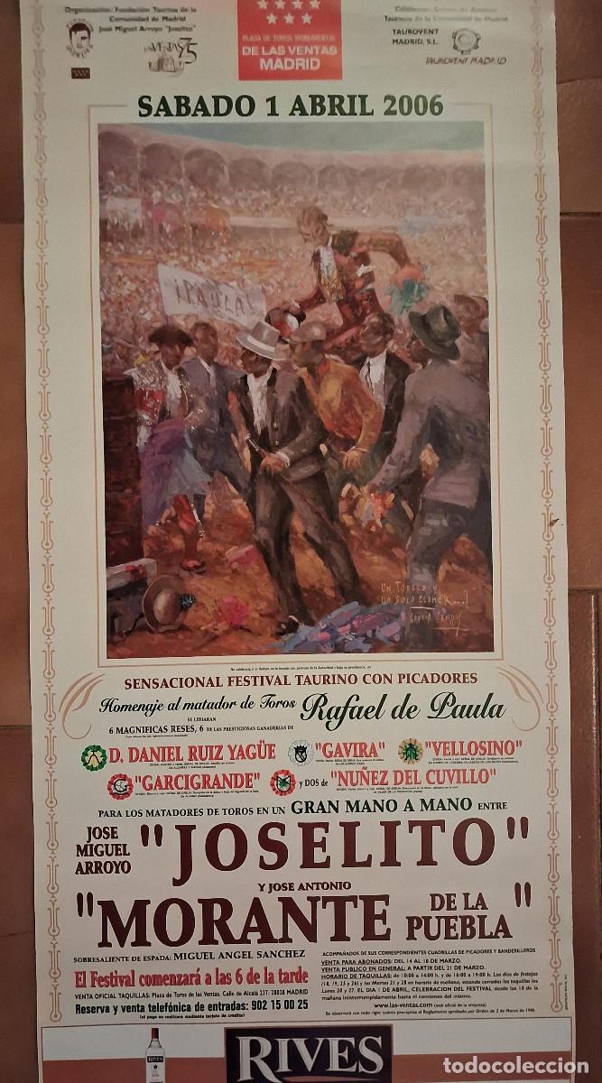 Carteles Toros: Cartel de toros. Madrid. 1 abril 2006. Festival homenaje al matador Rafael de Paula.