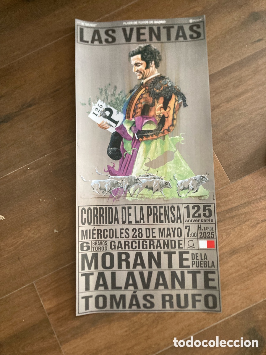 Carteles Toros: Cartel toros Madrid. Aniversario corrida de la prensa. Morante de la puebla