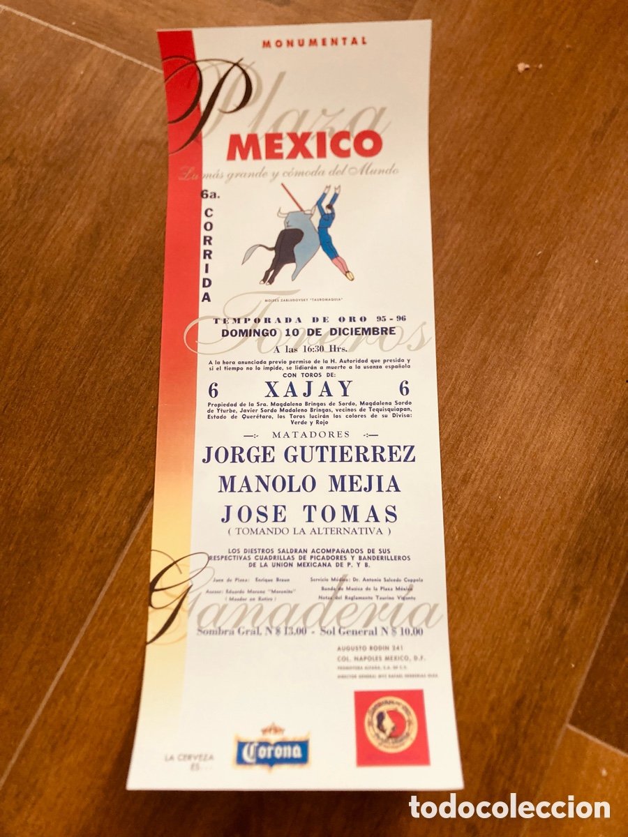 Carteles Toros: Cartel toros alternativa de Jose tomas en M&eacute;xico