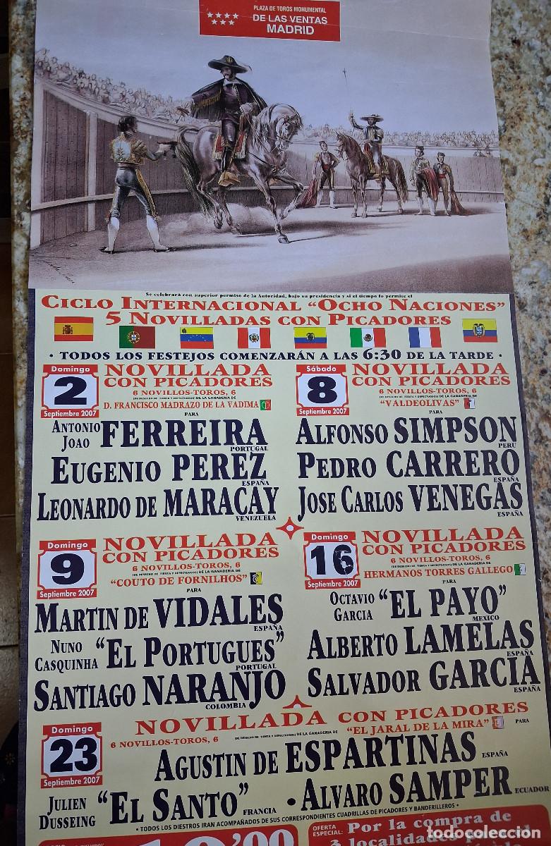 Carteles Toros: Cartel de toros. Madrid. Septiembre 2007. Ciclo Internacional Ocho Naciones. Cinco novilladas.