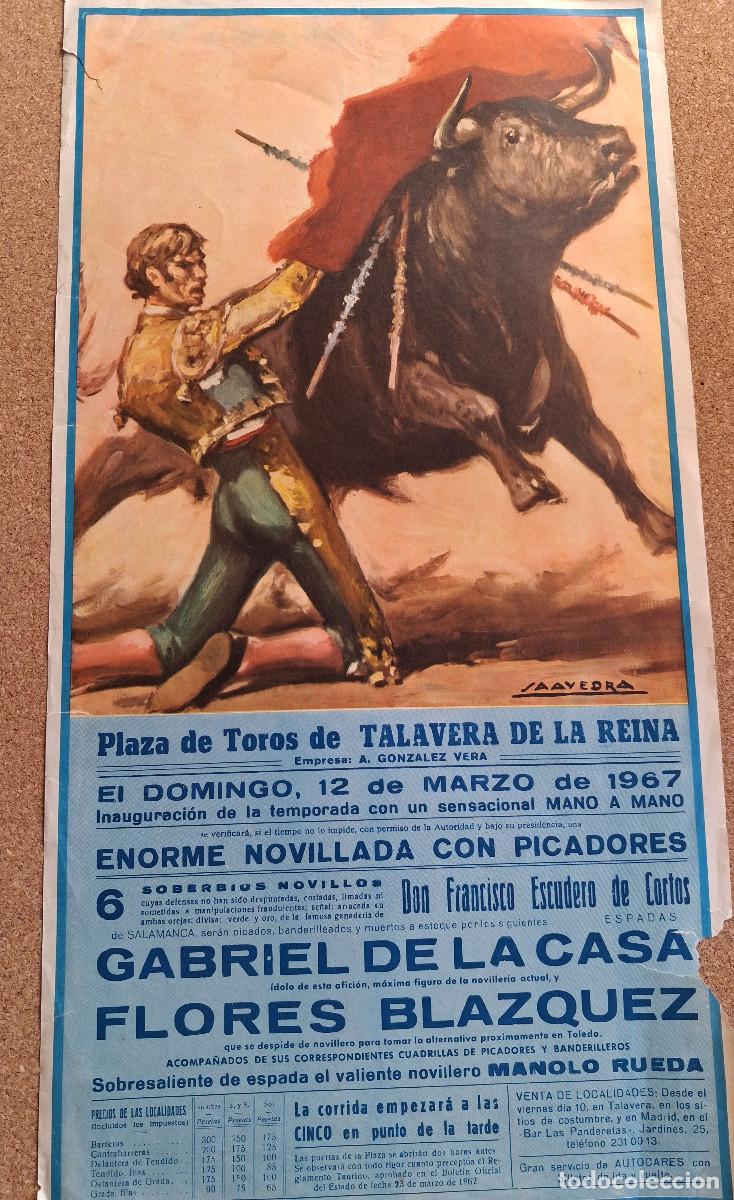 Carteles Toros: Cartel de toros. Talavera de la Reina. 12 marzo 1967. Gabriel de la Casa y Flores Bl&aacute;zquez.