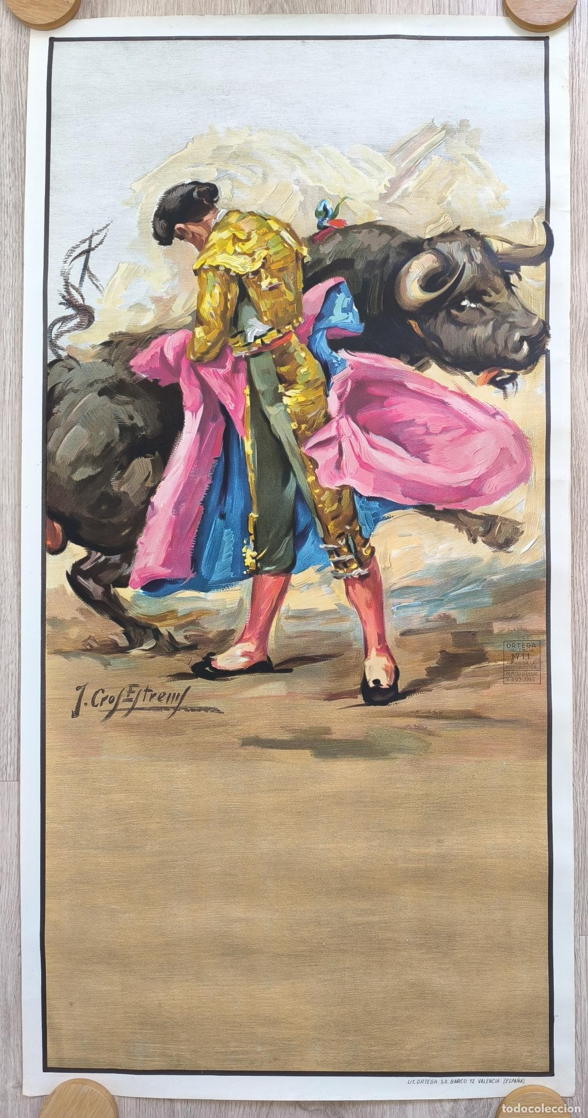 Cartazes Touros: RW CARTEL TOROS ILUSTRADOR J CROS SIN TEXTO LITOGRAFIA ORTEGA CT531