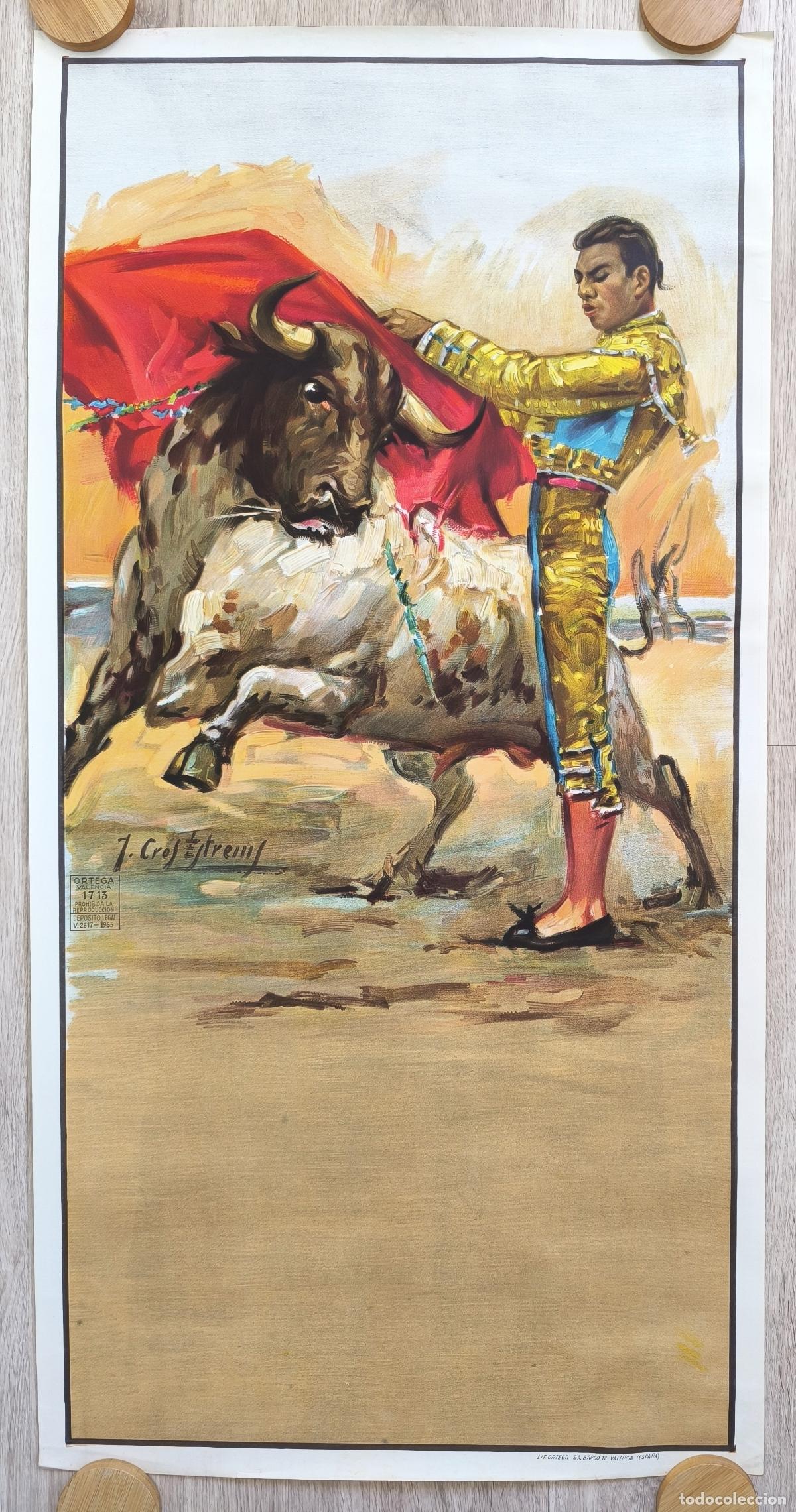 Cartazes Touros: RW CARTEL TOROS ILUSTRADOR J CROS SIN TEXTO LITOGRAFIA ORTEGA CT532
