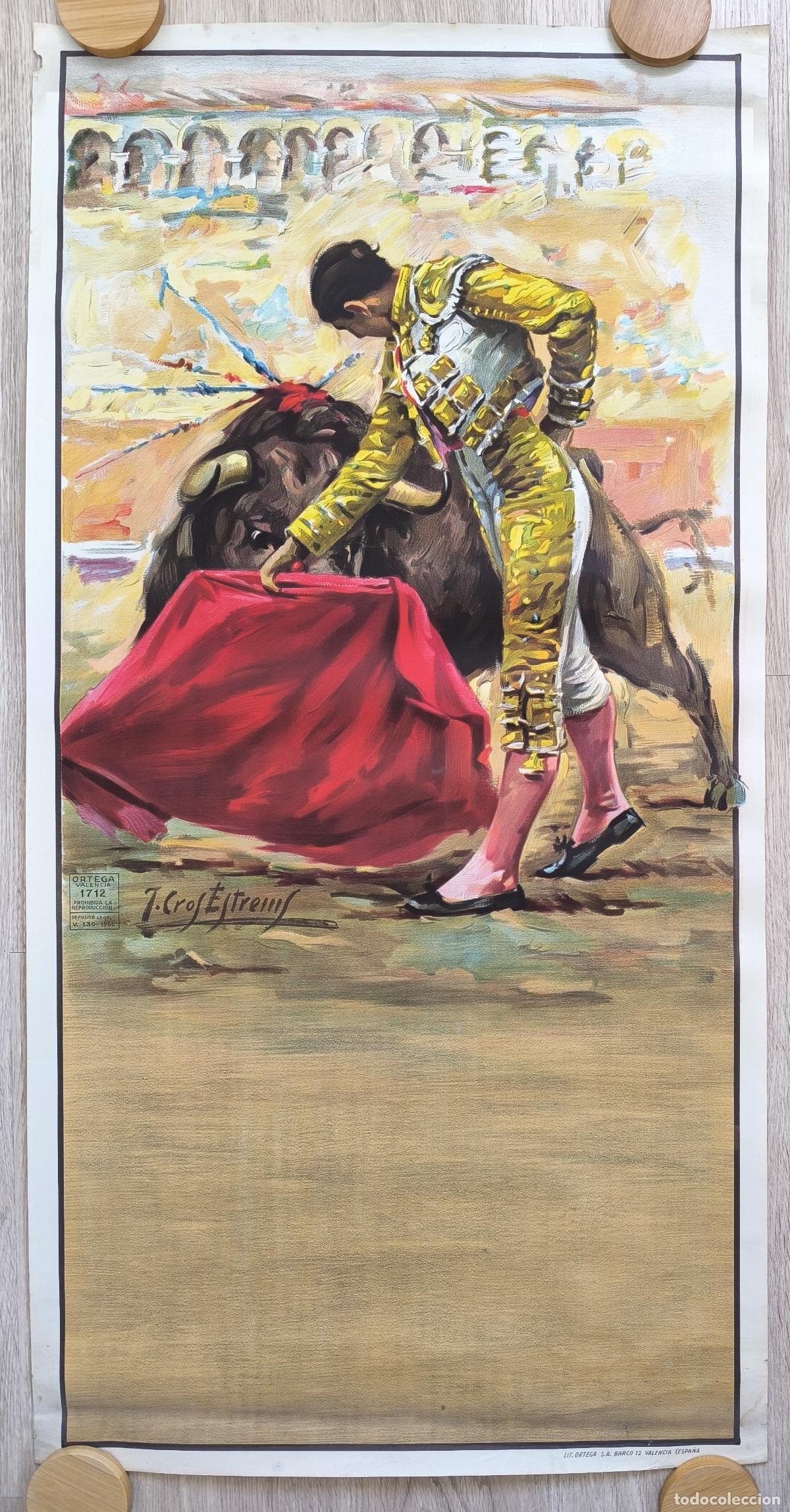 Cartazes Touros: RW CARTEL TOROS ILUSTRADOR J CROS SIN TEXTO LITOGRAFIA ORTEGA CT533